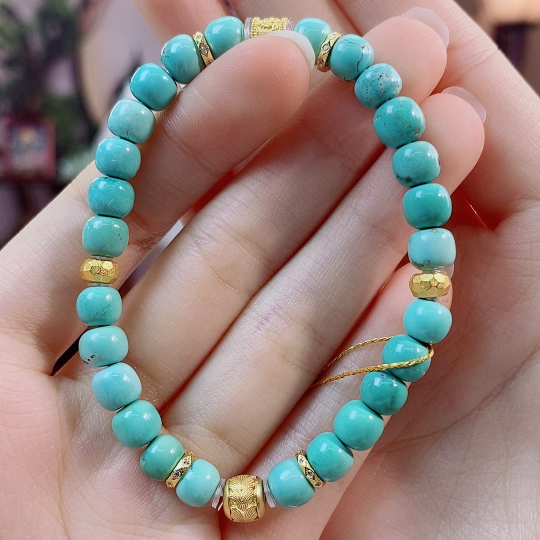 银S925镀金镶嵌绿松石珠宝奇石