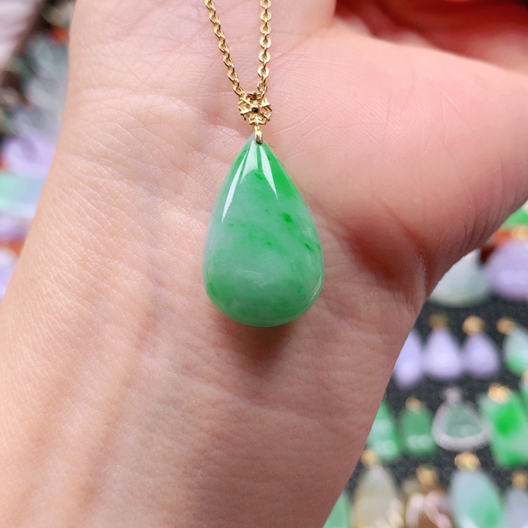 吊坠(不含链)18K金镶嵌翡翠