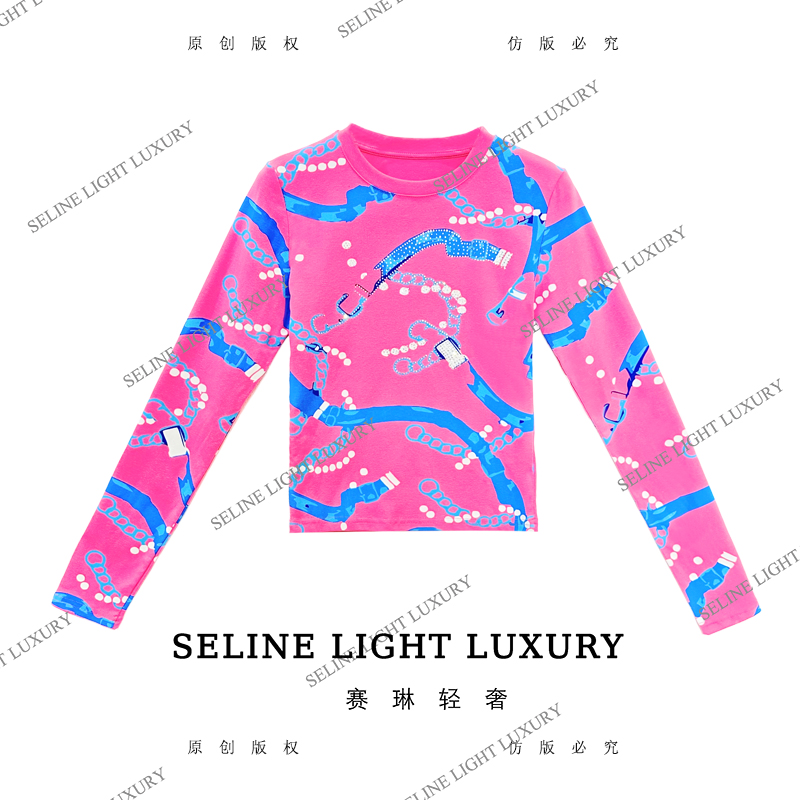 【25Q-628】太 2025 SELINE 原创多彩盘扣时尚轻奢气质长袖T恤