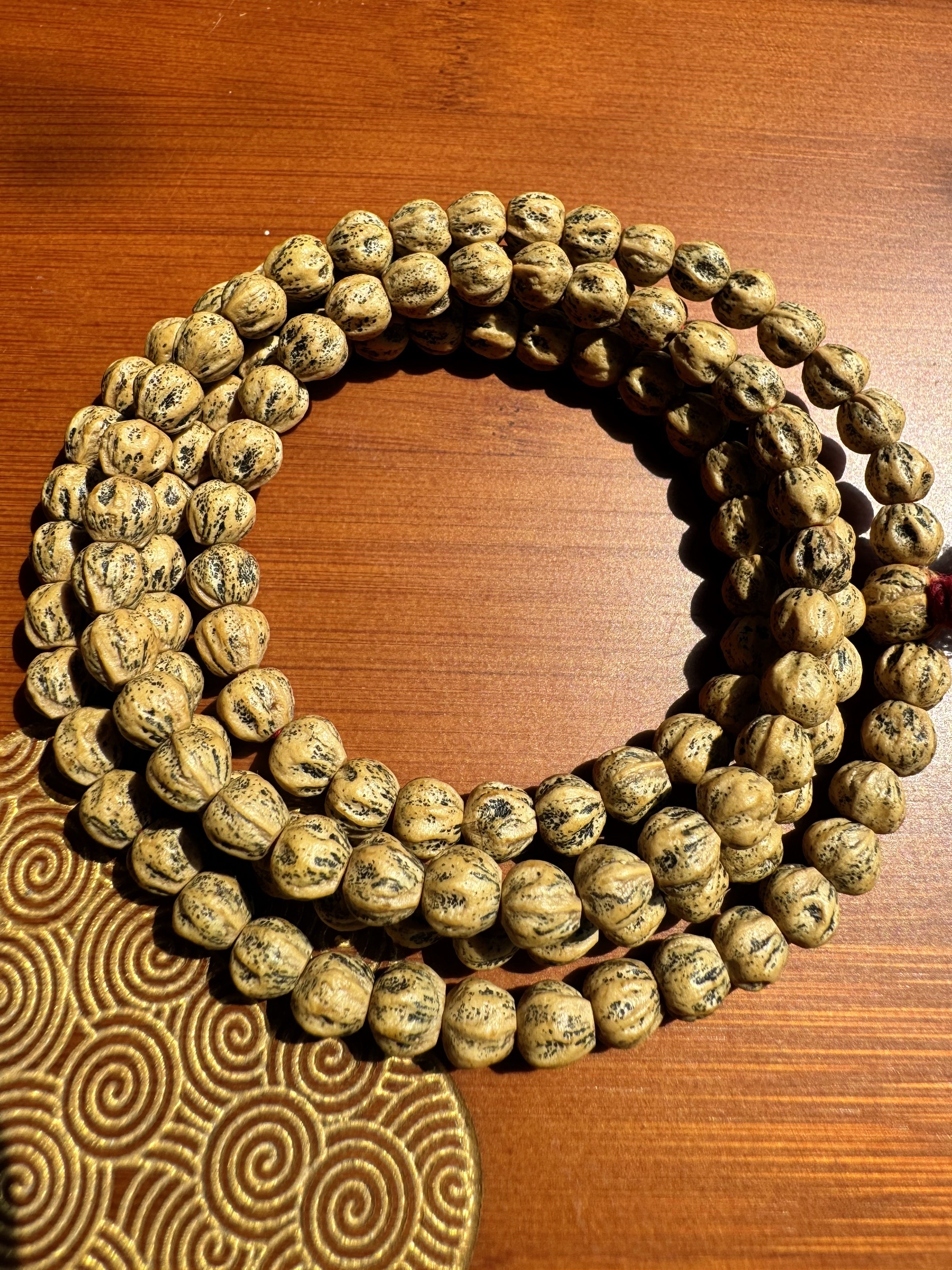 【媚莲】热振微磨鬼脸莲花鬼脸油皮高油高密长串108文玩手串百香籽