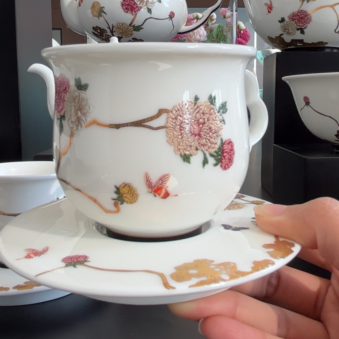 瓷片（合格品安全包装）花开富贵220ml大茶杯套装