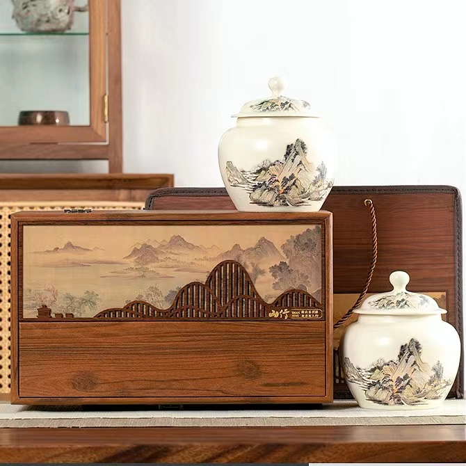 【顺丰送达-靠山】洞庭山绿茶碧螺春250g双陶瓷茶叶礼盒装送长辈