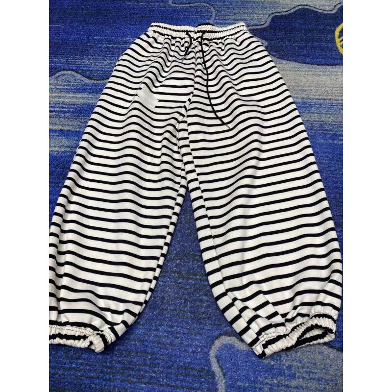 842加绒加厚条纹束脚裤