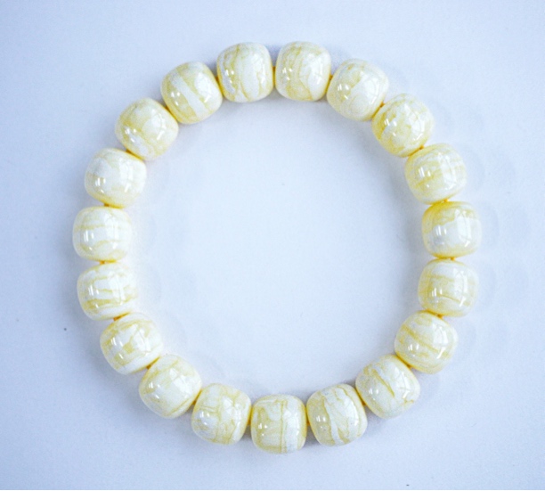 同料12mm精品糯白虎皮花老型蜜蜡手串20.49克 蜡质醇厚 性价比高