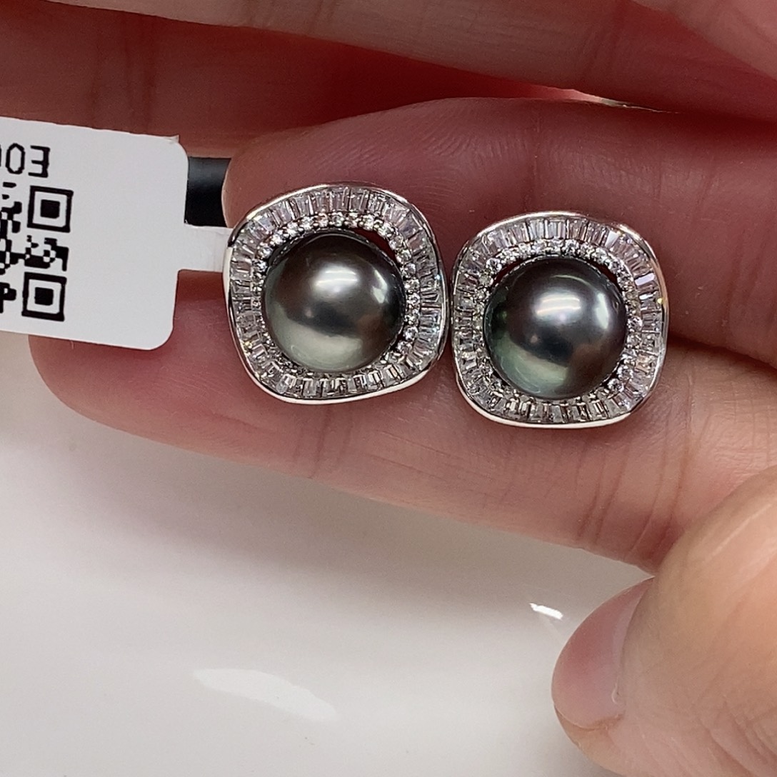 耳饰海水珍珠银S925镶嵌@@E0014