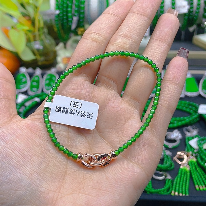 翡翠手链未镶嵌金*圆珠手链