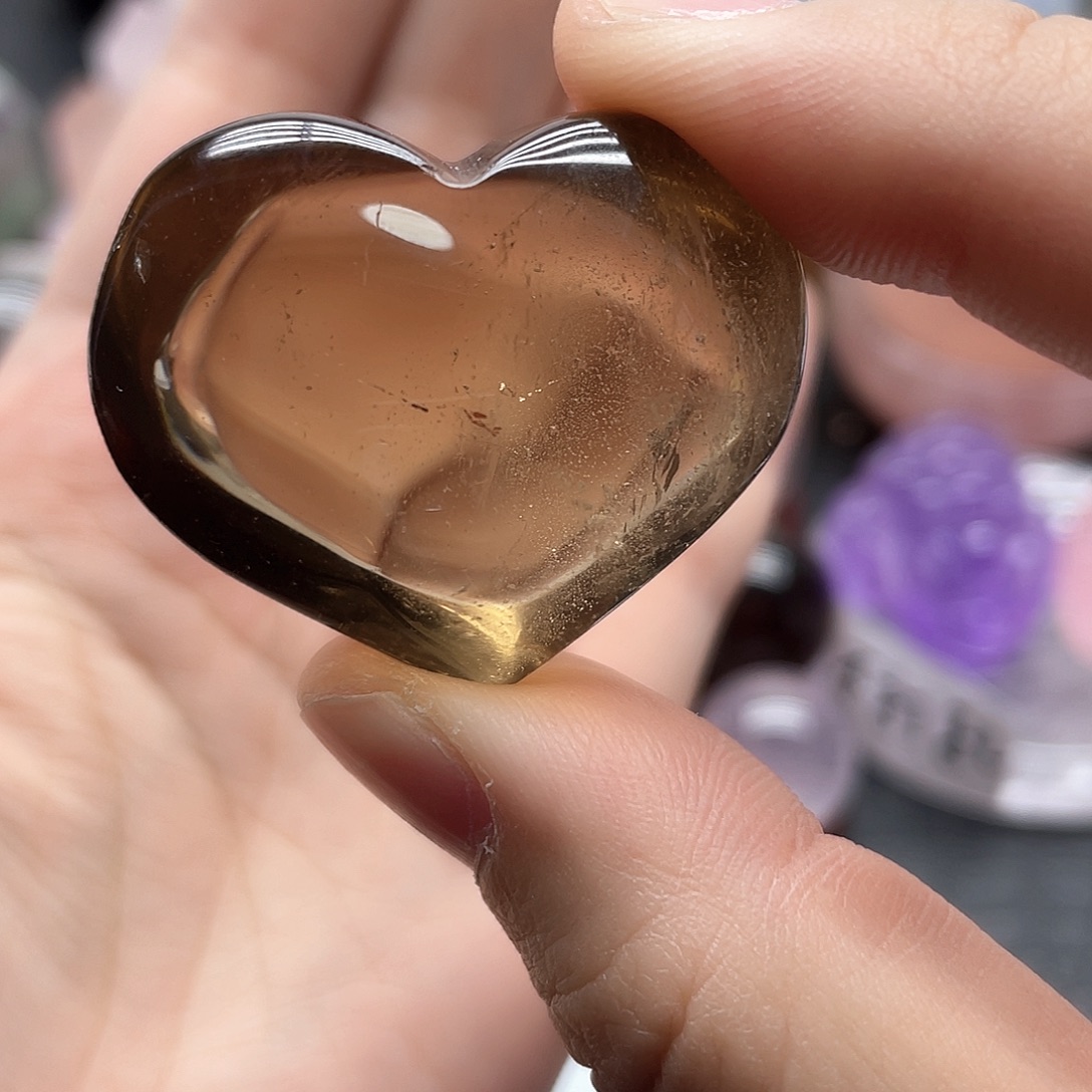 未镶嵌水晶珠宝半成品6茶晶爱心