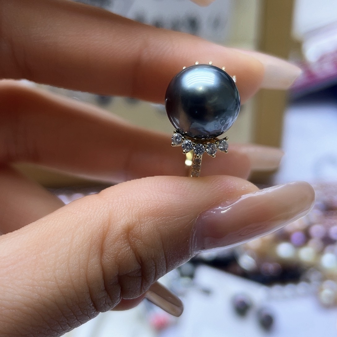 海水珍珠戒指银S925镶嵌
