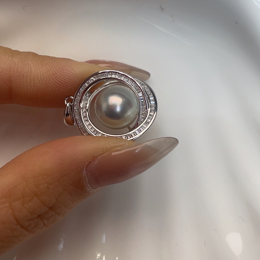 银S925镶嵌吊坠(不含链)海水珍珠