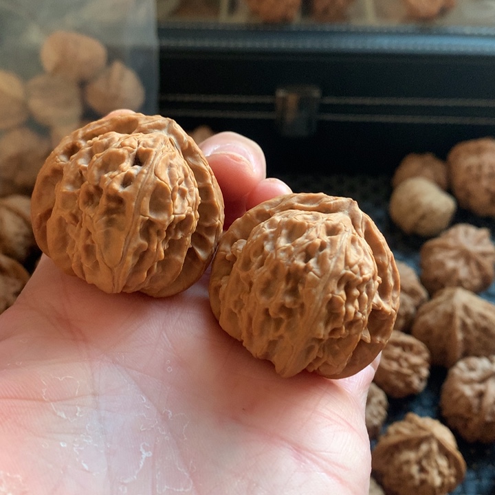 文玩核桃把件三角白