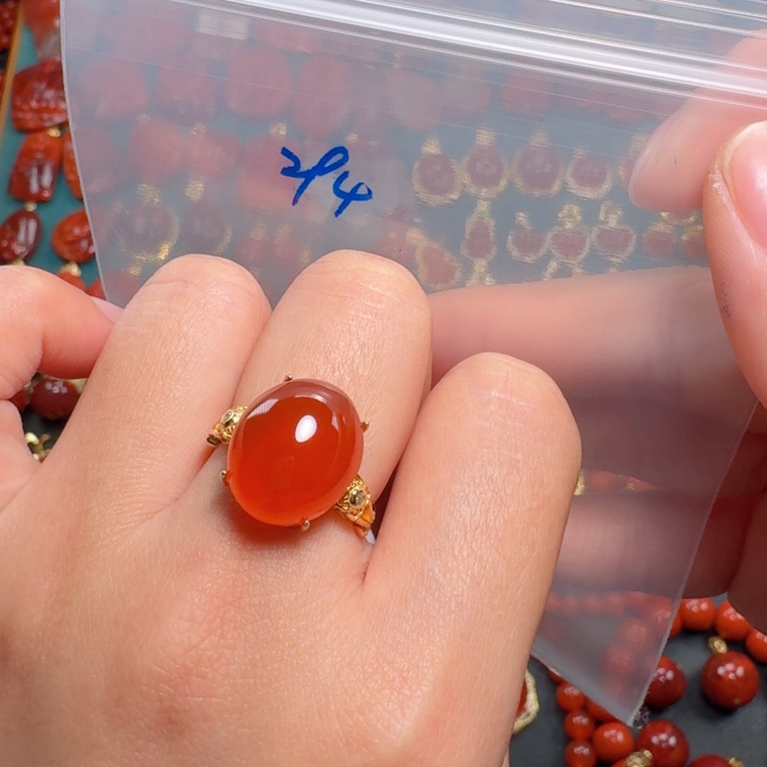 南红玛瑙南红保山冰红银S925镶嵌