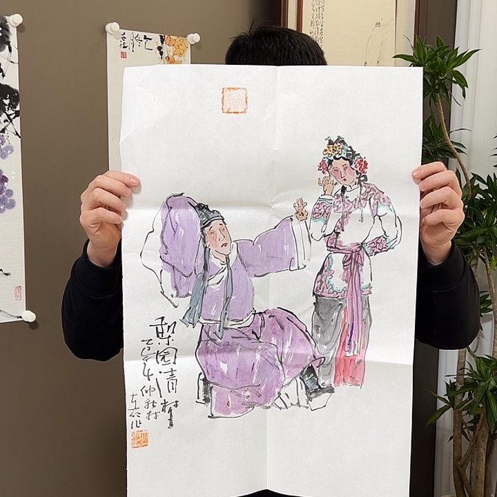 楚***文国画林立仁  手绘原创