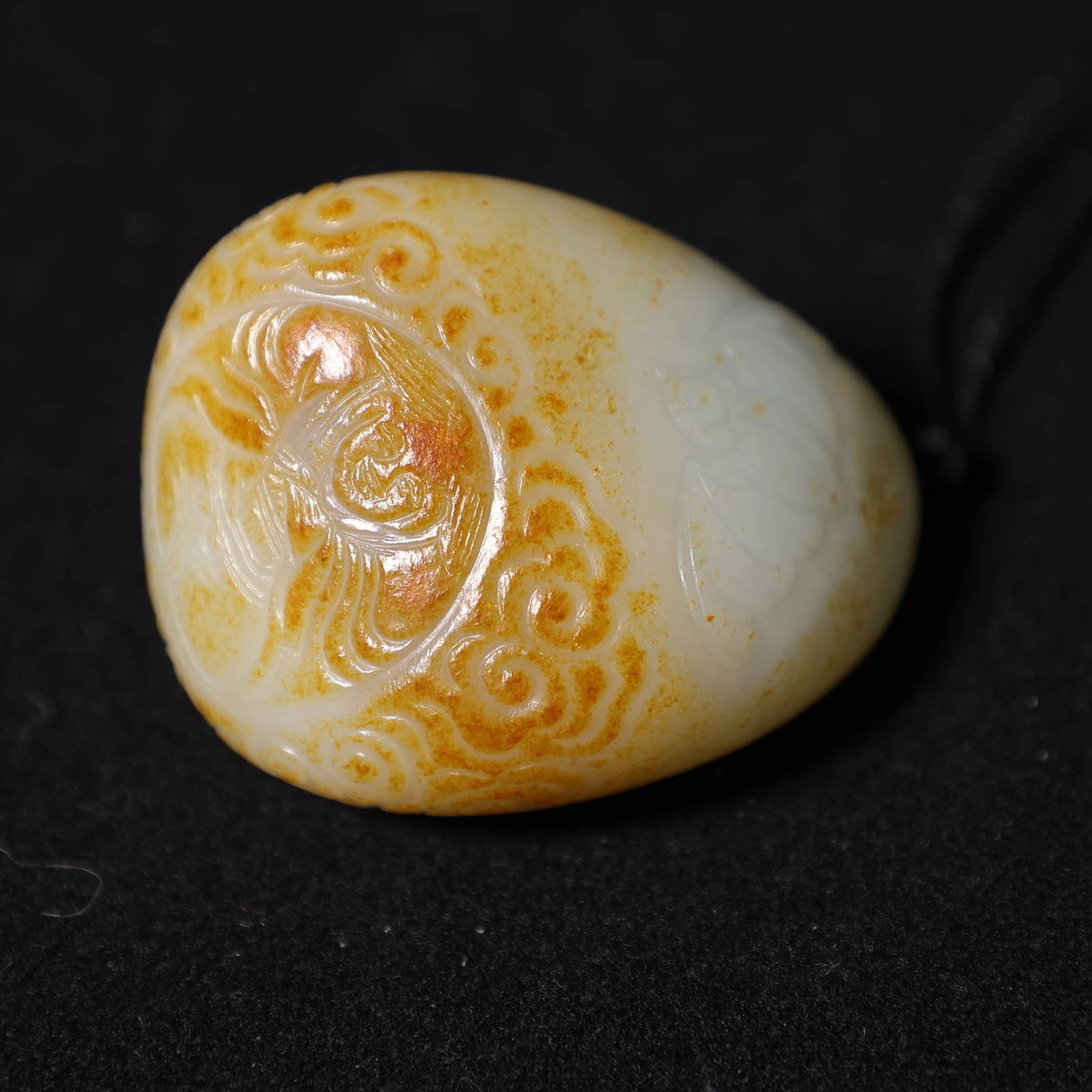 16F109 清 白玉和合如意随型手把件 