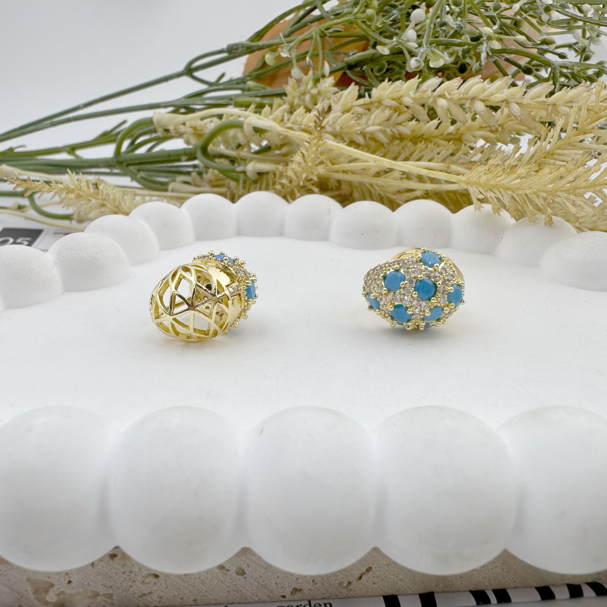 铜合金合成锆石耳饰 P0181-铜合金锆石耳环