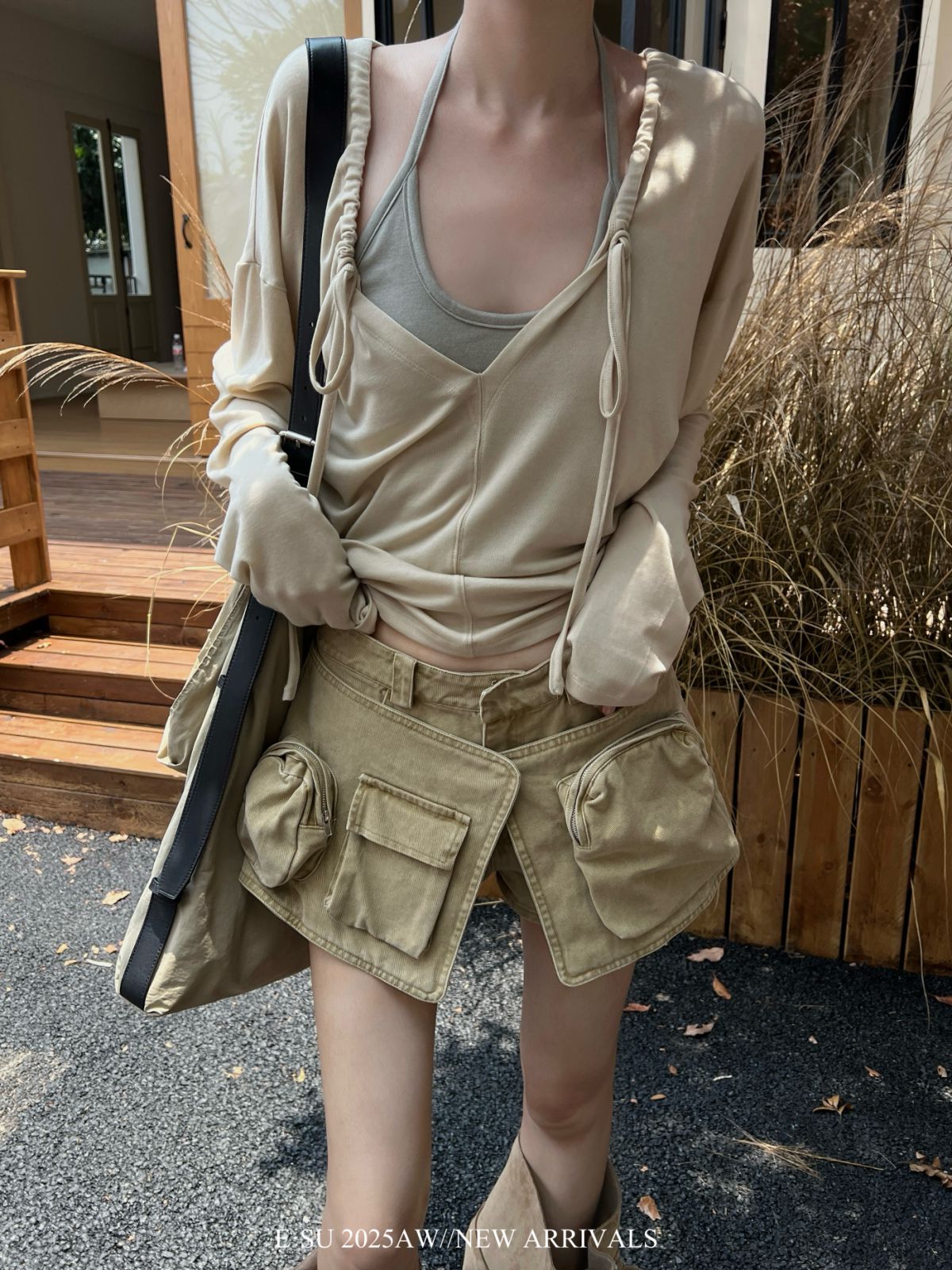 【Esu原创】2025秋季韩版短裤显瘦低腰腰封休闲短裤5879