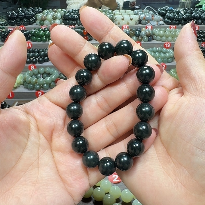 未镶嵌手链和田玉新疆黑青卡12