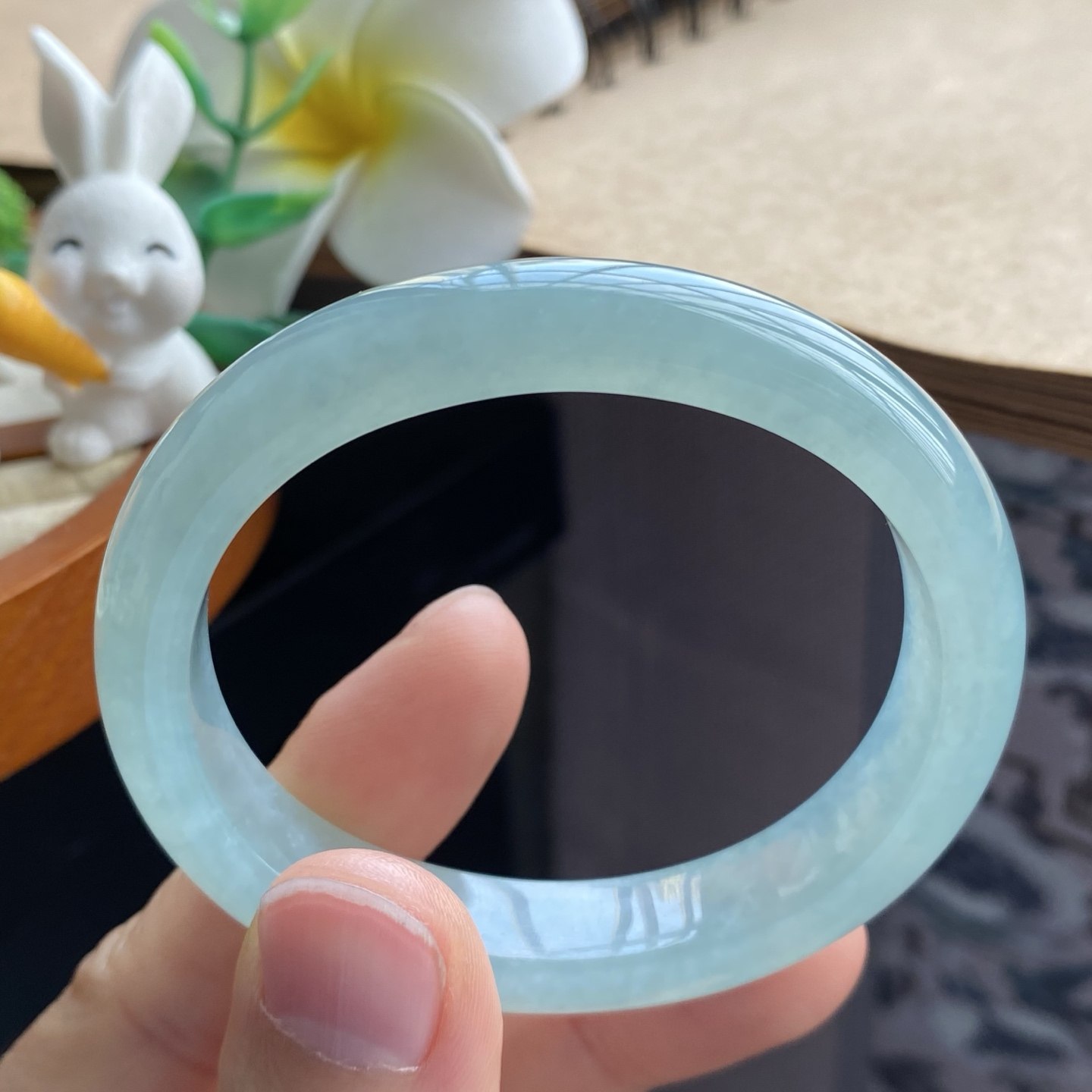 03.25批2292号51.3-44.5-10.8-7.2！冰绿果冻镯！天然翡翠手镯