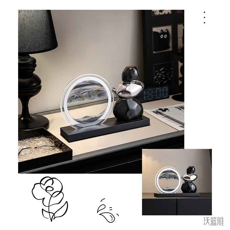 时来运转流沙画摆件办公室家居客厅玄关电视柜酒柜轻奢高档装饰品