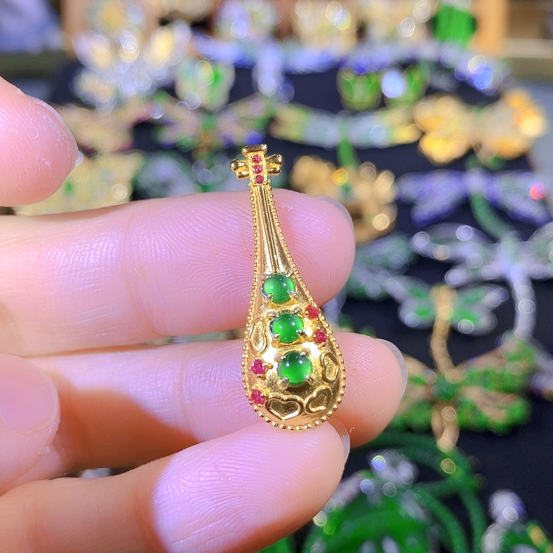 吊坠(不含链)银S925镶嵌翡翠