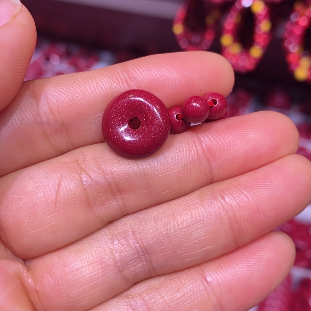 天然辰砂紫金砂脚链