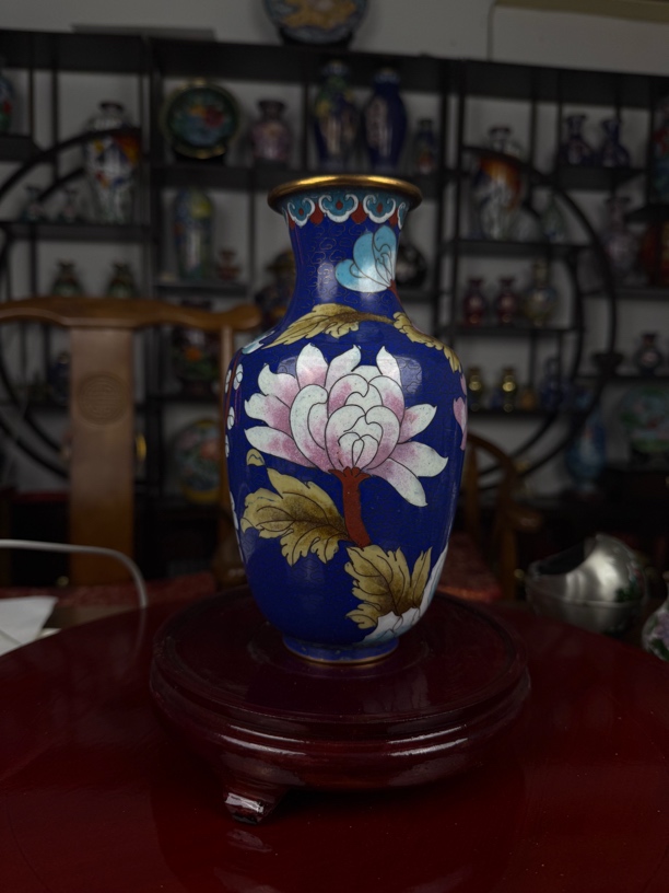 景泰蓝掐丝珐琅牡梅春赏瓶.