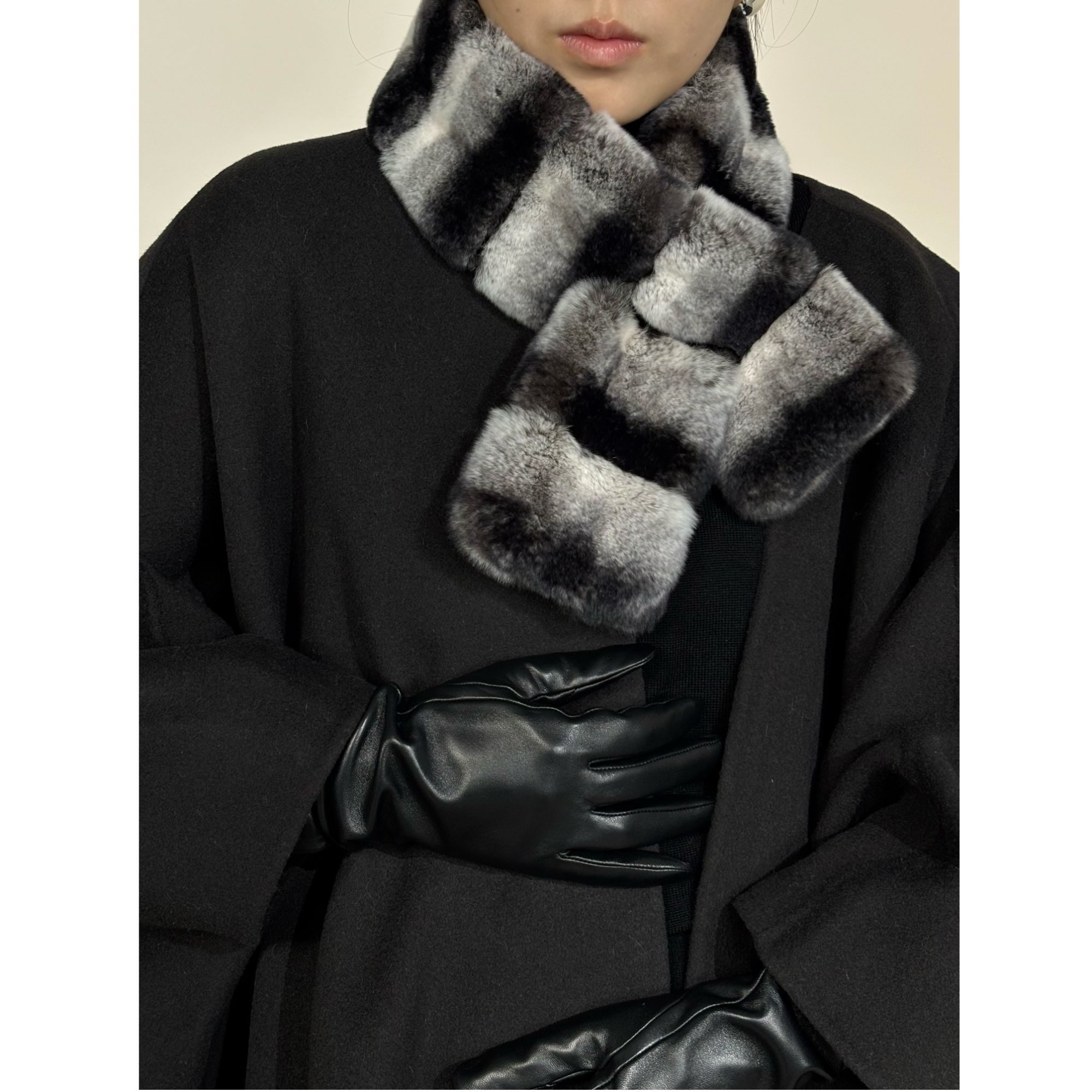 秋冬新款时尚大牌黑色羊皮渔夫帽