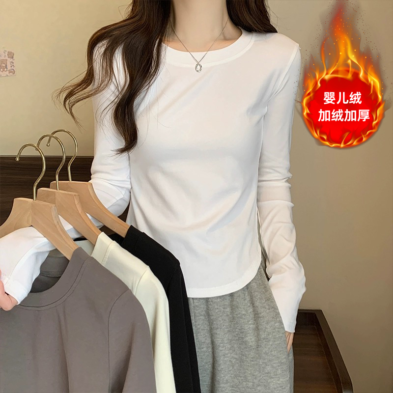 【优质精疏棉T】秋季长袖打底衫女纯色内搭修身显瘦百搭圆领t恤1602
