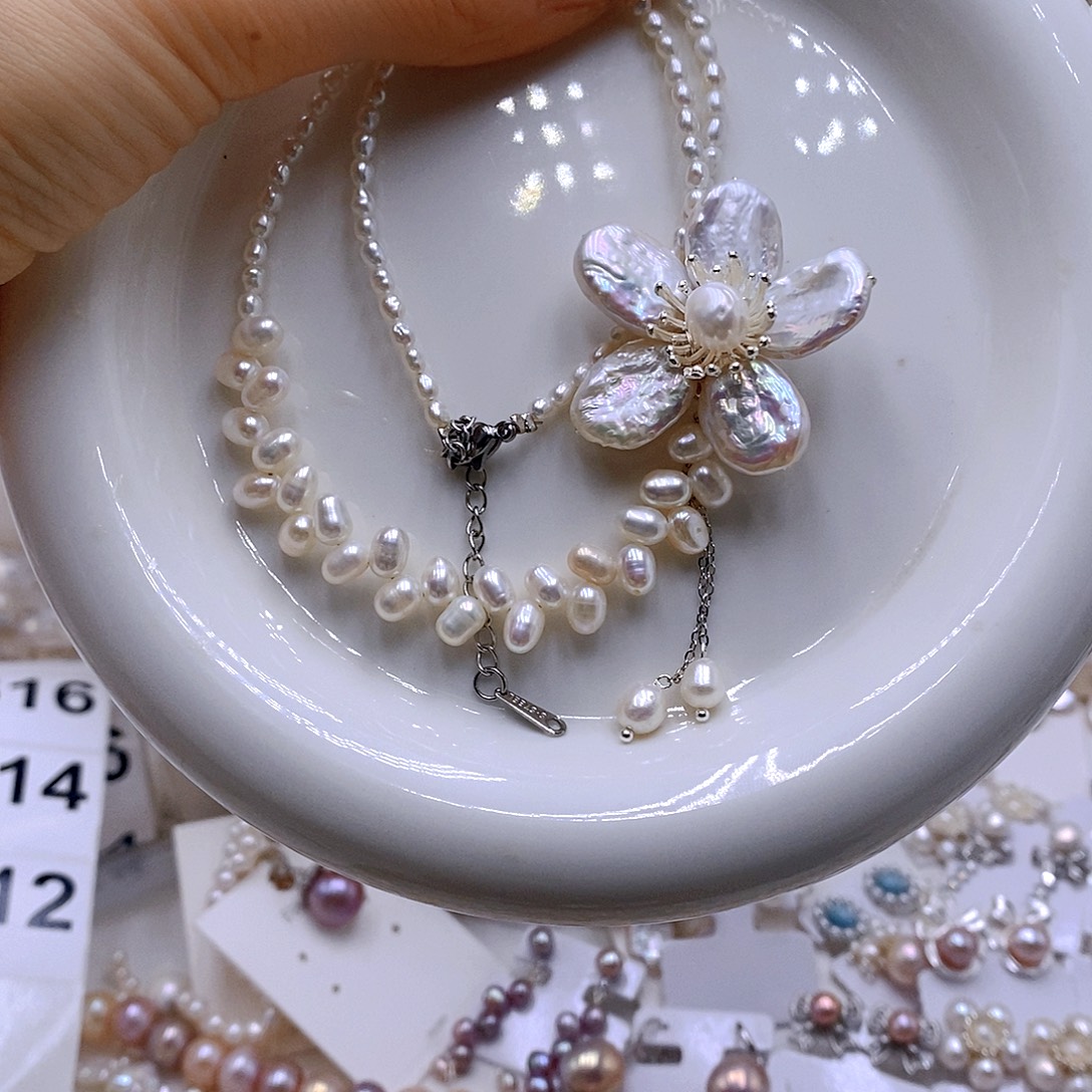 薄***夏耳饰银S925镶嵌淡水珍珠