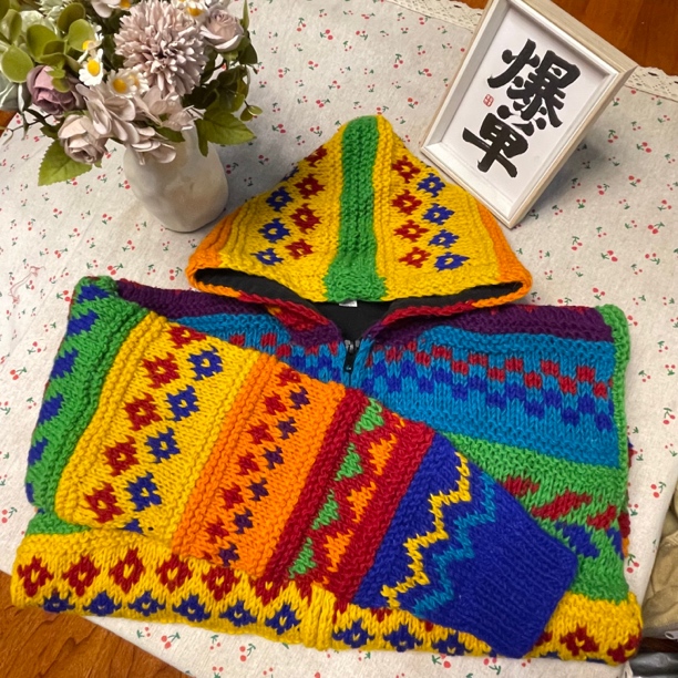 Nepal 纯羊毛手工编织外套