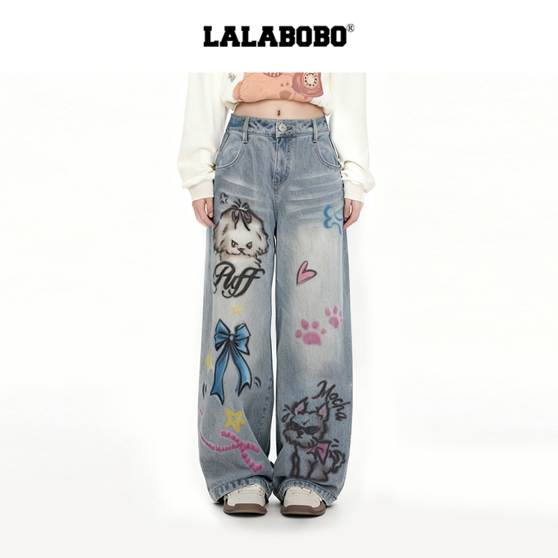 郑州LALA萌宠涂鸦阔腿牛仔裤LBEC-WXZC23