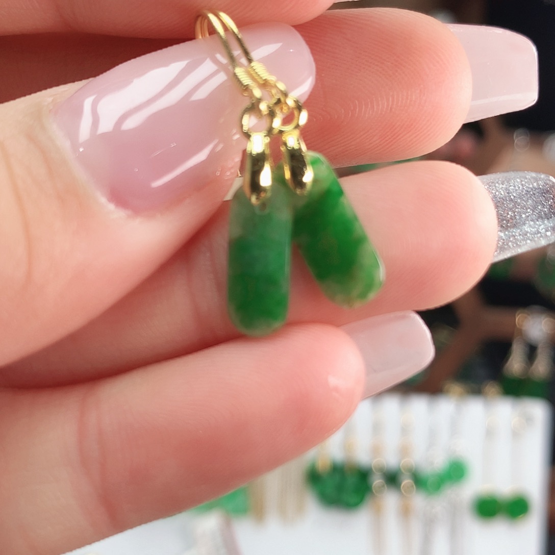 翡翠银S925镶嵌耳饰耳饰