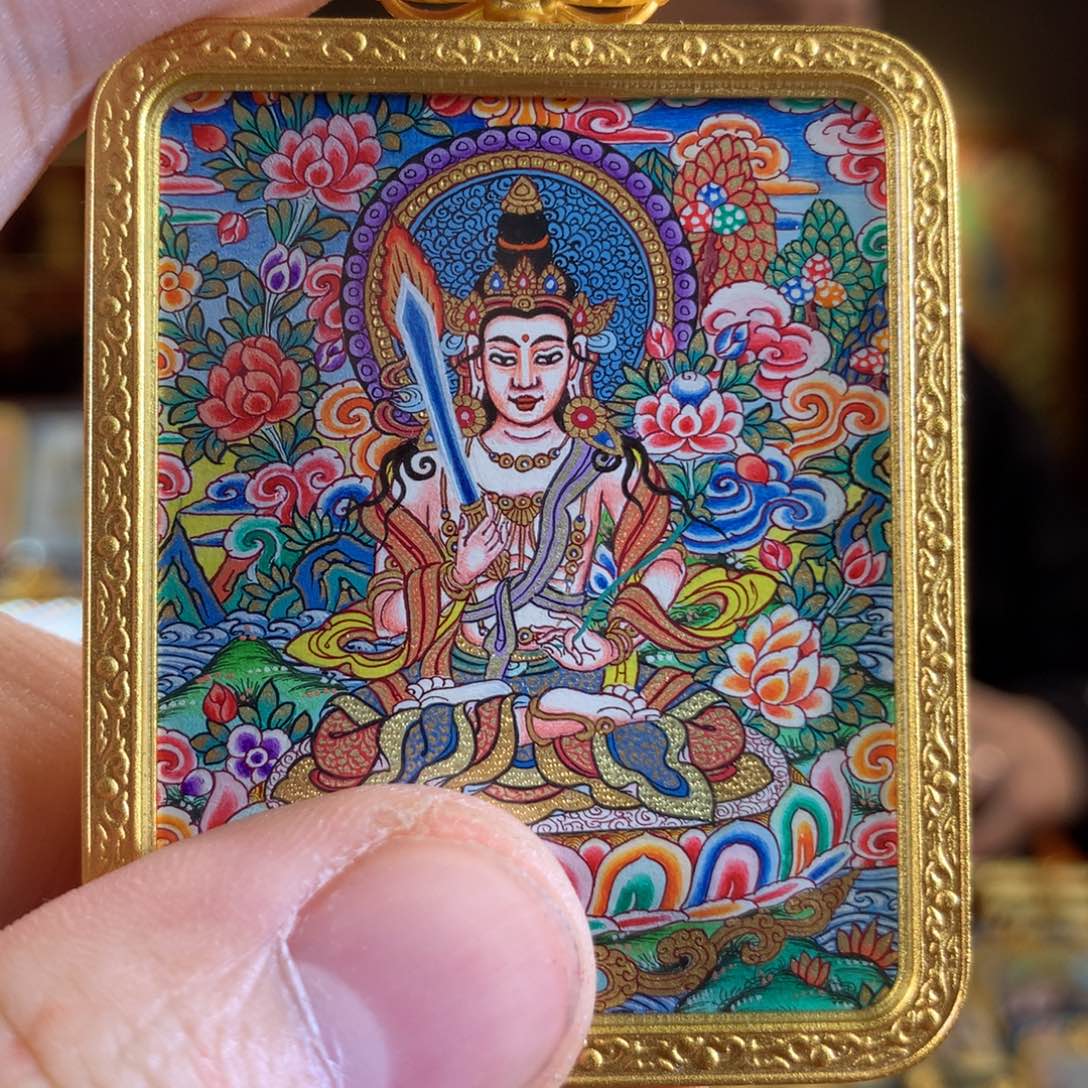 吊坠热贡纯手绘唐卡虚空作品（牛、虎）