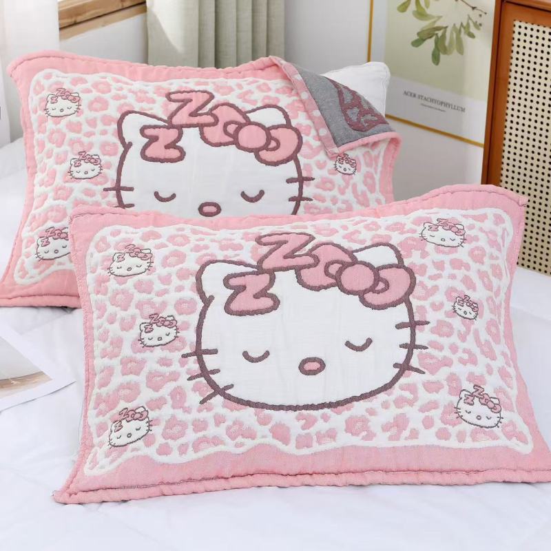 【kt猫】 52*78cm 加厚纱布成人枕巾一对装