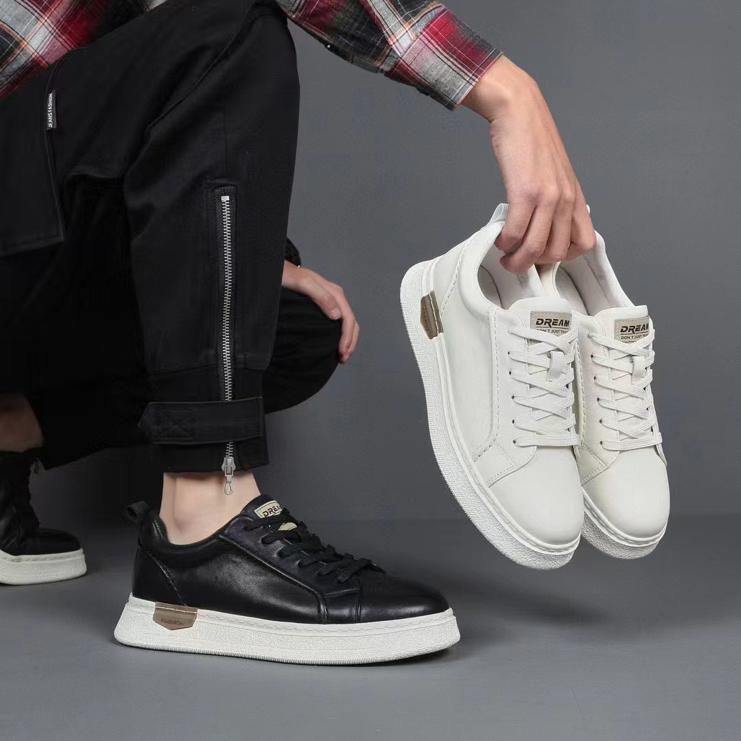 6501新款男士头层牛皮时尚百搭运动休闲板鞋小白鞋