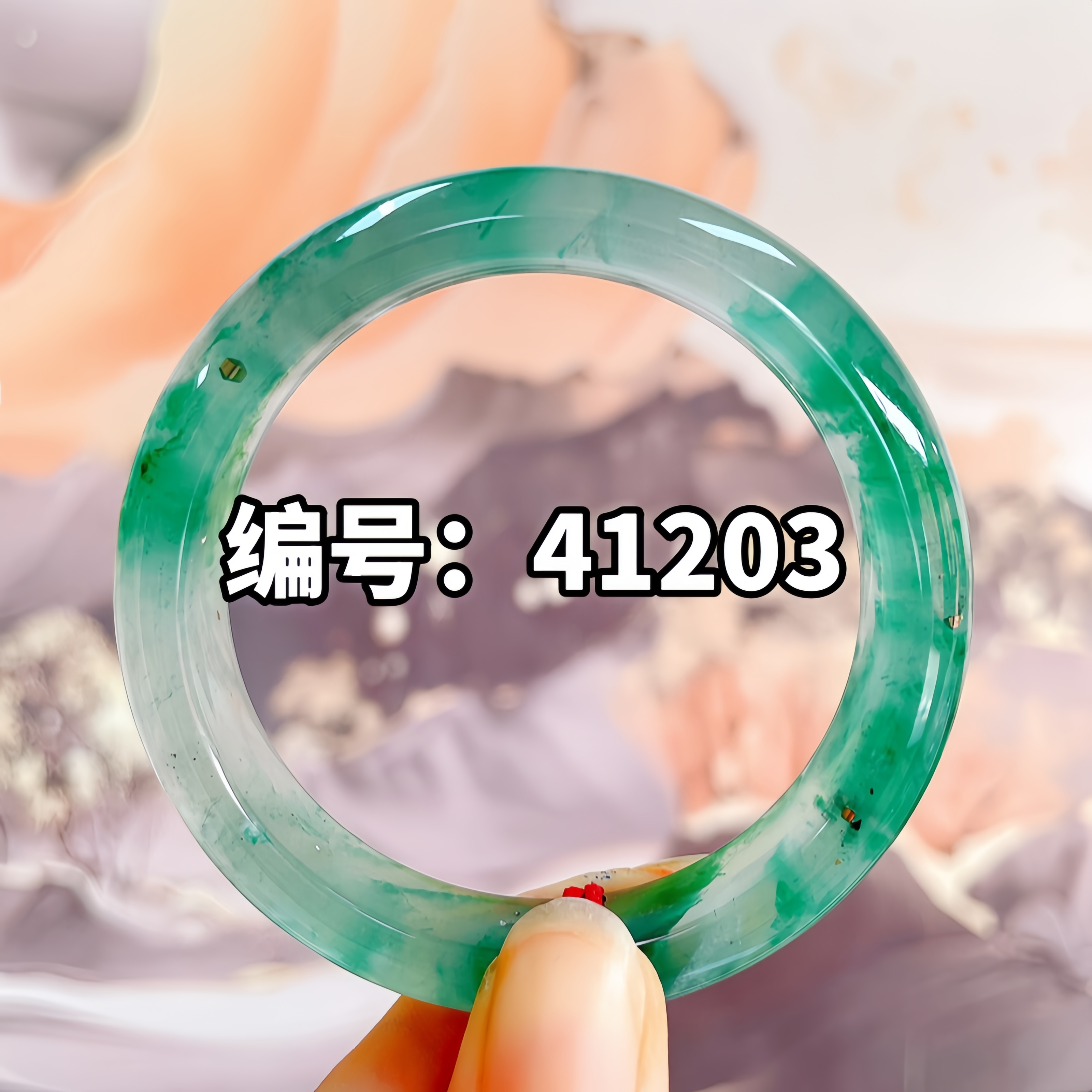 【55.2-12-8.5cm】天然玉石非洲翠冰种飘花满色阳绿手镯