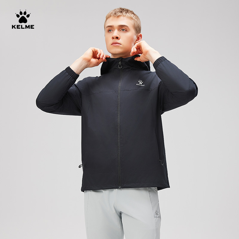 卡尔美旗舰店连帽梭织外套25年春秋防风软壳夹克户外运动外套BX