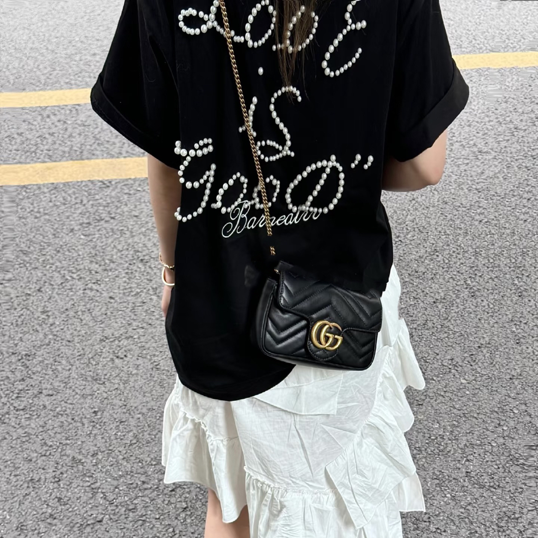 95新 GUCCI/古驰 御古屋/73688/黑金mini马蒙