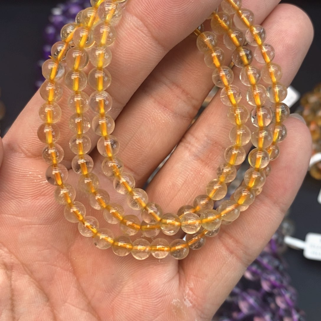 水晶手串未镶嵌6金发晶多圈5mm