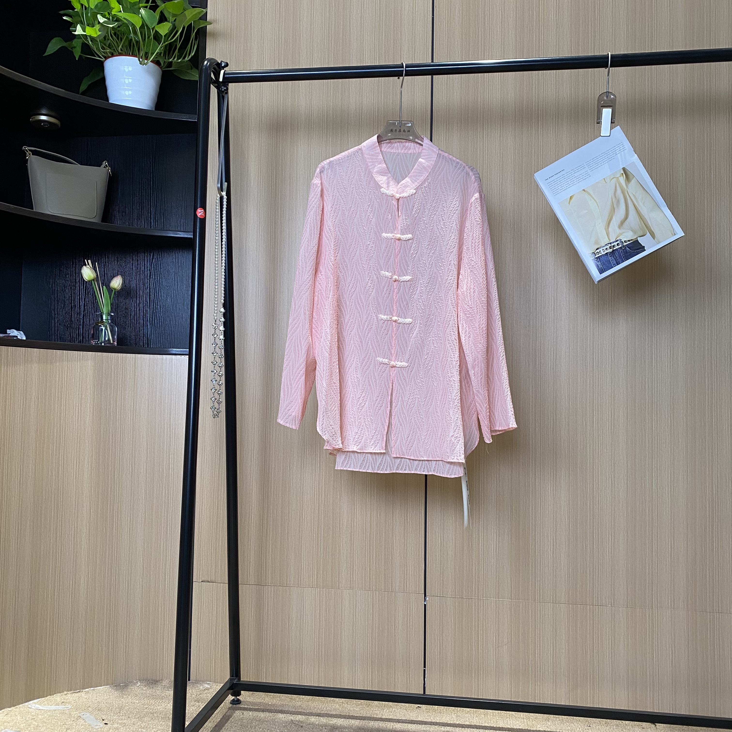 【燕子在南油】衣长60春夏季时尚百搭气质新中式圆领盘扣衬衫2739