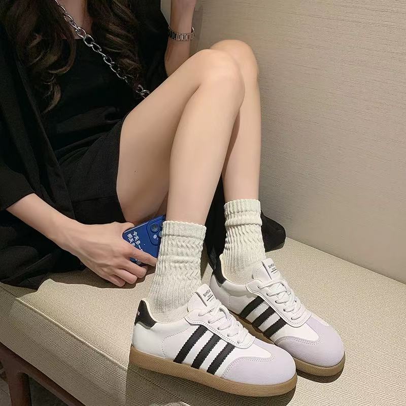 爆款德训女2025春秋季新款圆头系带防滑软底舒适百搭运动休闲板鞋