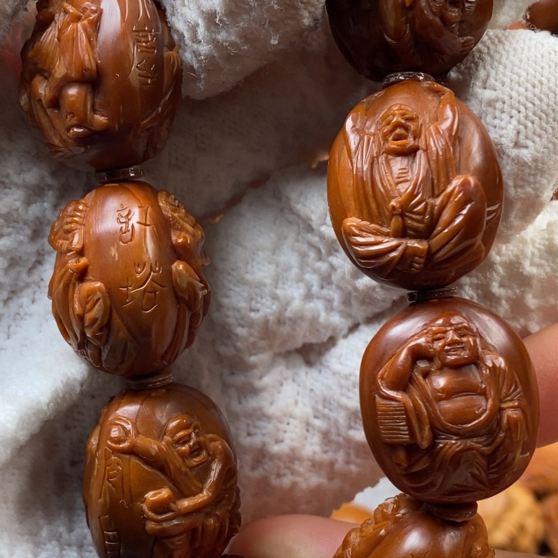 橄榄核手串/手链2.1老刀铲 双面整身十八罗汉手串