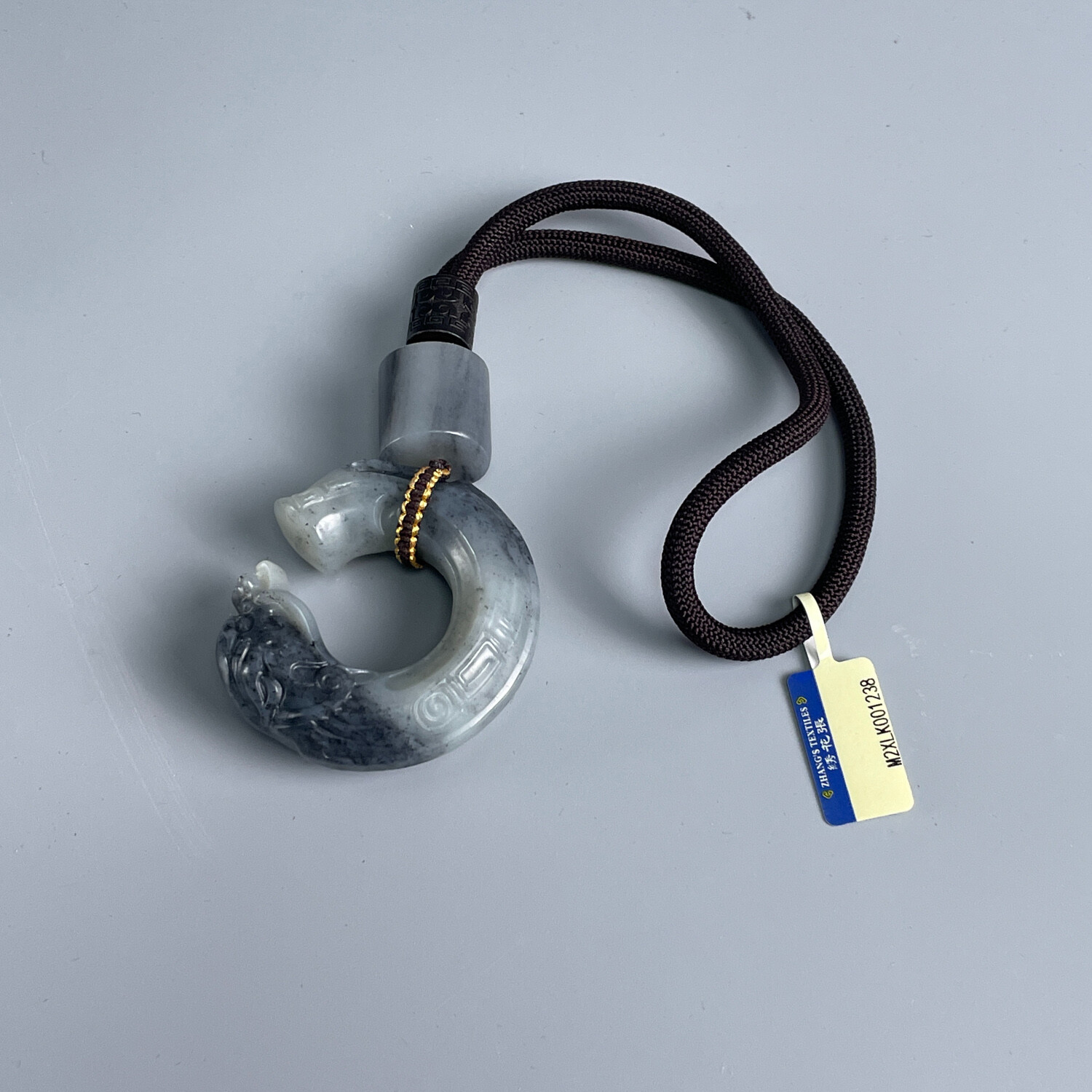 和田玉青花龙扣挂件-M2XLK001238-01