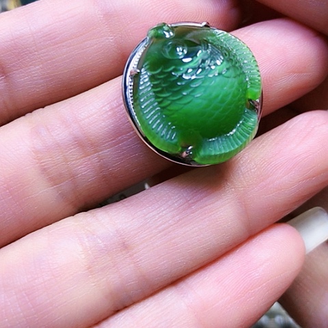 和田玉银S925镶嵌戒指