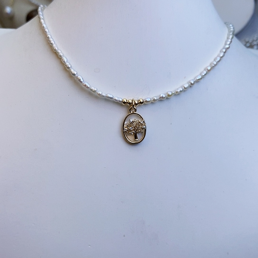 淡水珍珠颈饰银S925镶嵌