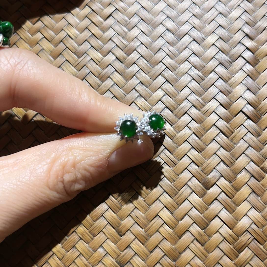 翡翠耳饰合金帝*个性十足时尚