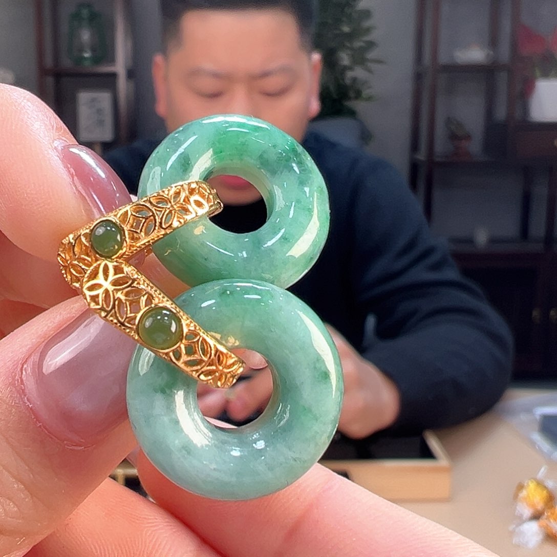 翡翠耳饰银S925镶嵌耳环1