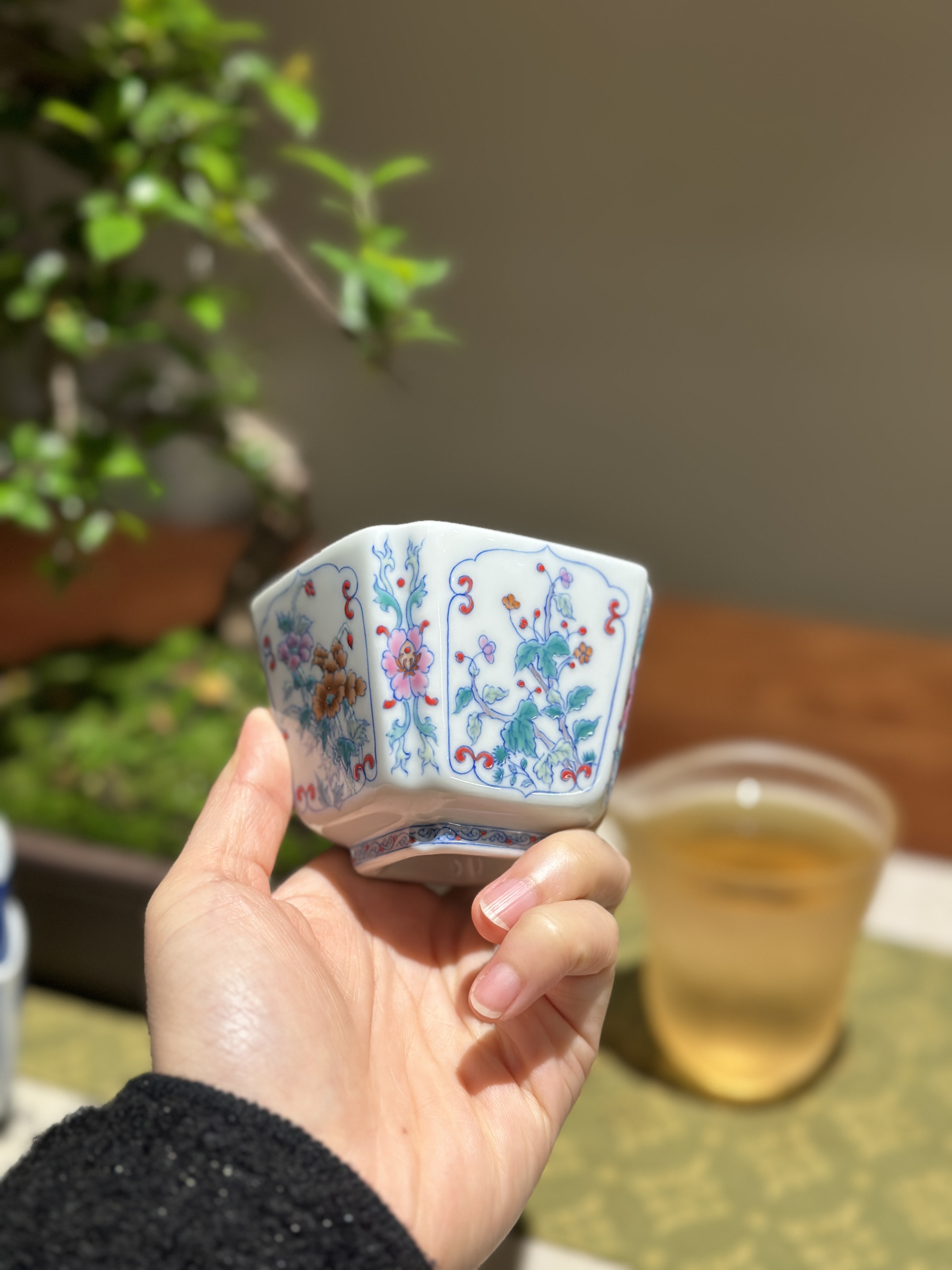 【雲梦】月造见物-斗彩四季花卉四方杯杯（YZJW00295）