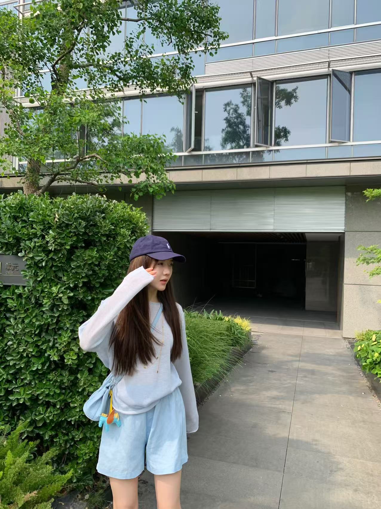 拼接防晒落肩袖夏季长袖毛针织衫百搭休闲白色透气时尚宽松5921