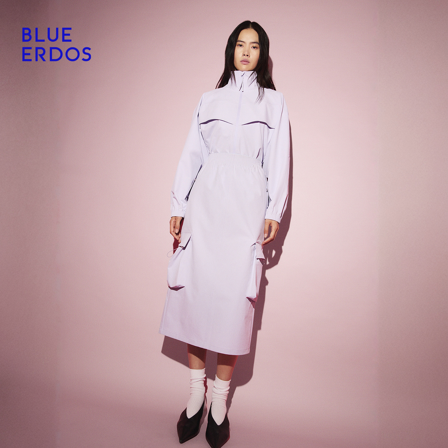 BLUE ERDOS 2025秋冬新品工装风松紧腰精简剪裁A字半裙B556M0001