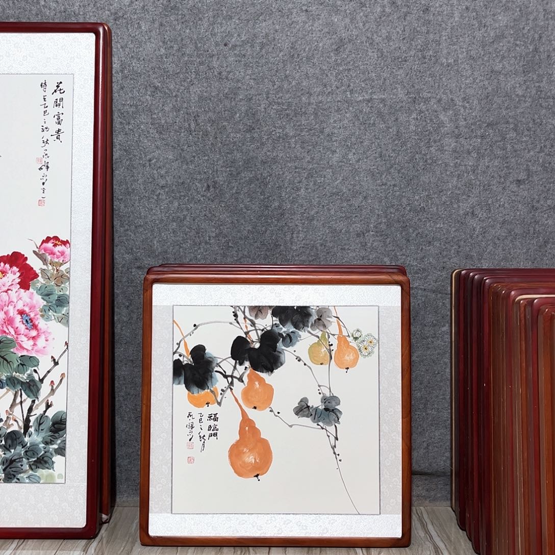 国画书画作品带框63×63